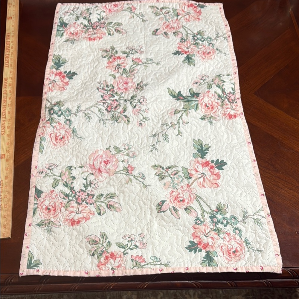 Simply shabby chic Floral Quilted pillow cover 21x 36 inches.